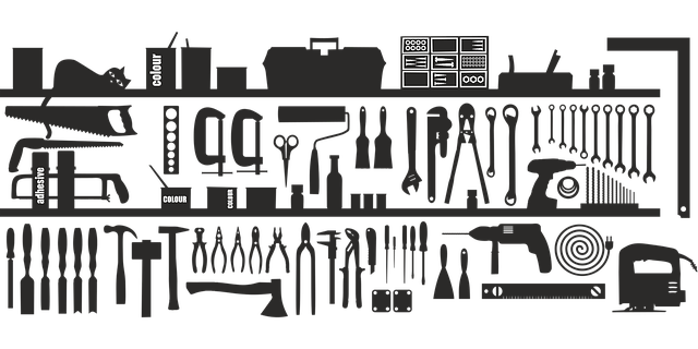 DIY工具が並べられた作業台のイメージ