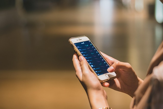 スマートフォンで家計簿アプリを操作する女性