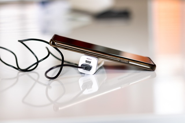 スマートフォンとモバイルバッテリーを充電している様子