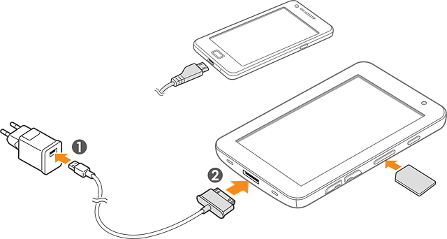 外出先でスマートフォンを充電する人