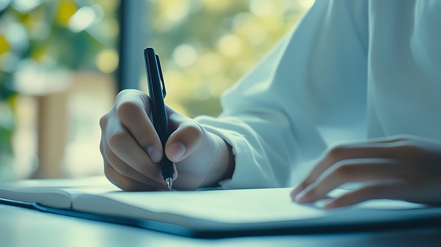 カリグラフィーの練習風景、ステップアップの様子