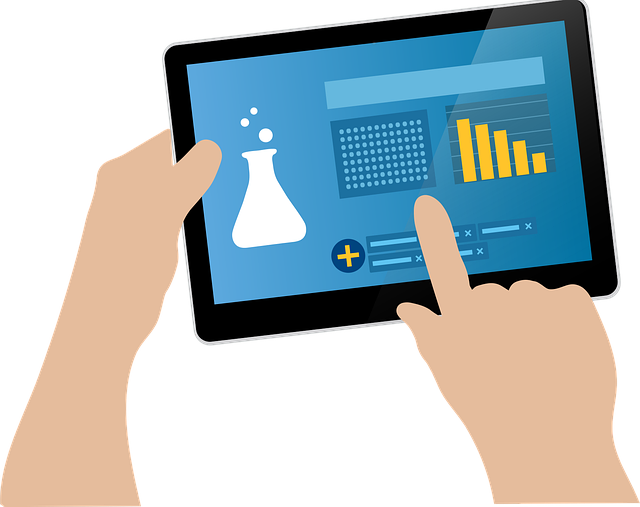 iPad Airの初期設定画面と、ステップアップを促すアイコン