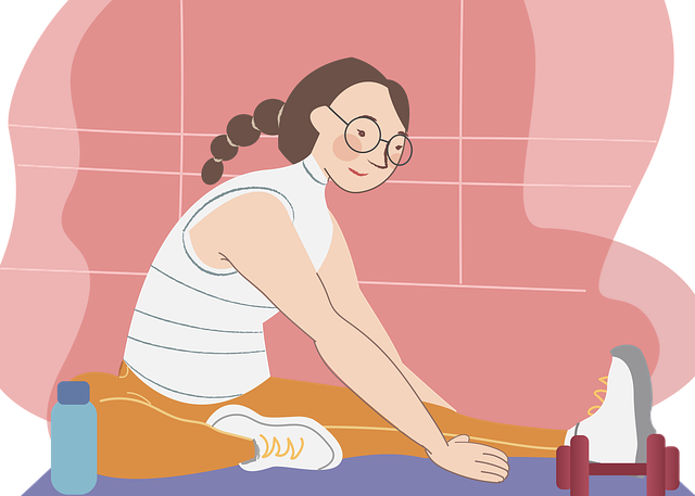 ランニングの準備をする人がストレッチをしている様子