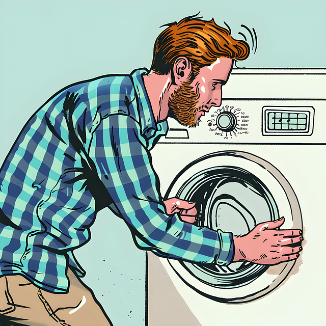 洗濯機の設置場所を測る様子