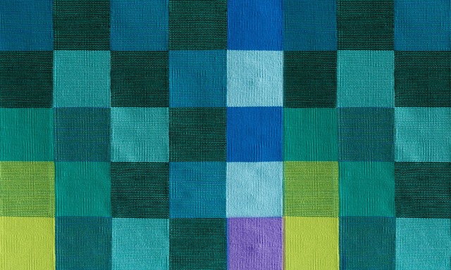 完成したパッチワークのクッションやタペストリー