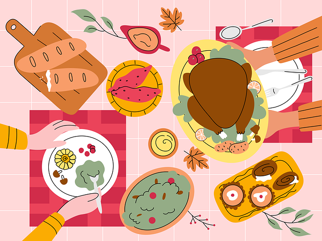 食卓を囲んで笑顔で食事を楽しむ家族