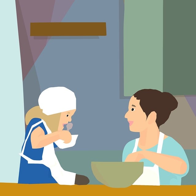 キッチンで笑顔で料理を楽しむ人々の様子