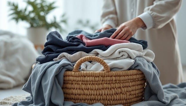 断捨離を始める女性が笑顔で部屋を見渡している様子