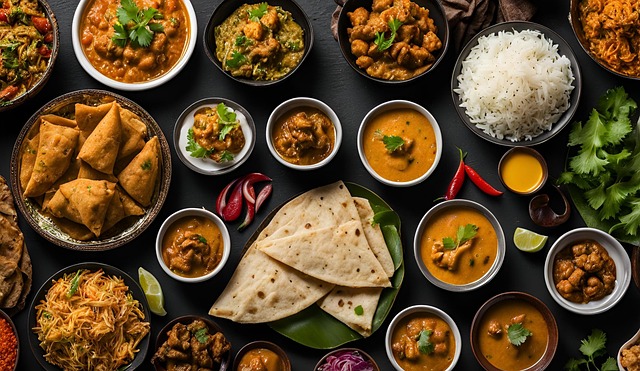 食卓に並べられた、彩り豊かで美味しそうなスパイスカレーとライス