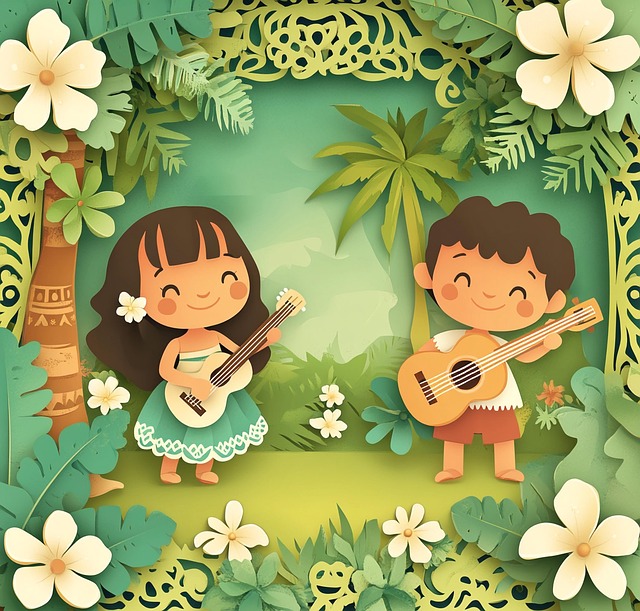 ウクレレを弾いて楽しんでいる人の手元と笑顔